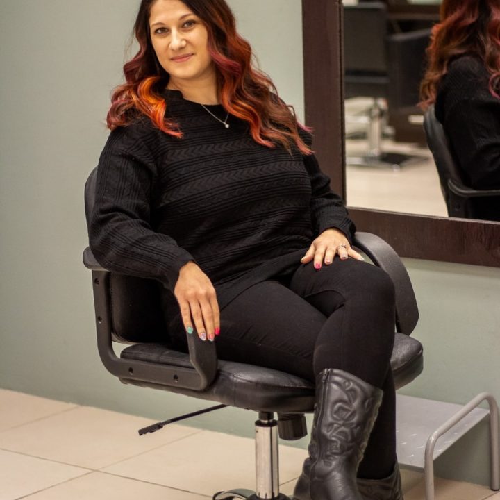 A Beautique client with a stunning red balayage